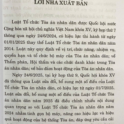 Luật Tổ Chức Toà Án Nhân Dân Năm 2024 ( Sửa Đổi, Bổ Sung Năm 2025)
