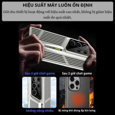 Ốp lưng tản nhiệt chống sốc cho Samsung Galaxy S25 Ultra / S24 Ultra / S23 Ultra / S22 Ultra hiệu HOTCASE Cooling - Làm mát máy, bảo vệ camera, chống va đập - Hàng nhập khẩu
