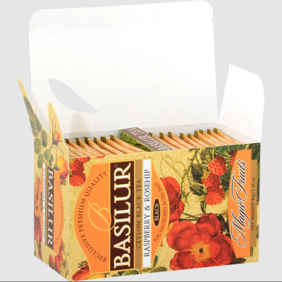 Trà đen Ceylon Basilur vị Dâu rừng và nụ tầm xuân – trà túi lọc 50g