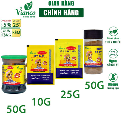 Combo 5 hủ Gia vị nấu Cà Ri Vianco hủ 50g hiệu Ông Già Ấn Độ gia vị chuẩn Gia vị  Việt Ấn