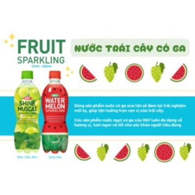 Nước có ga nho mẫu đơn sparkling OKF Hàn Quốc 500ML x 6 chai