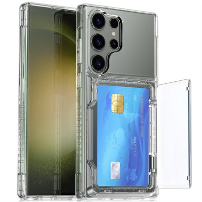 Ốp Lưng Cho Samsung Galaxy S25 Ultra / S25 Plus / S24 Ultra / S24 Plus / S23 Ultra Trong Suốt Chống Sốc Có Ngăn Để Thẻ Làm Giá Đỡ