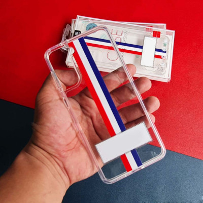 Ốp lưng chống sốc trong suốt cho Samsung Galaxy S22 Ultra hiệu Likgus Thom Brow (chất liệu cao cấp, thiết kế thời trang họa tiết 3 sọc màu) - hàng nhập khẩu