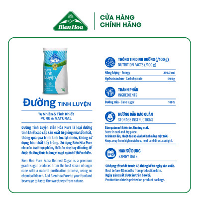 Combo 3 Túi Ðường Tinh Luyện  Biên Hòa Pure 1kg/túi