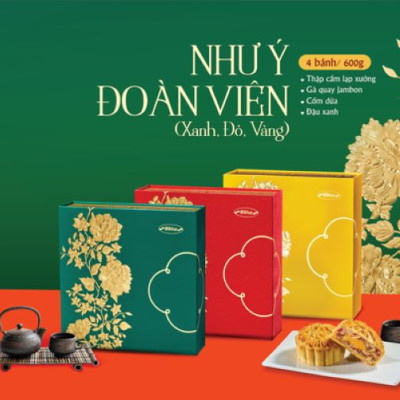 Bánh trung thu cao cấp Như Ý Đoàn Viên đỏ 600g (NYD) 6H/THG -  Bibica