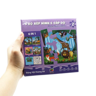 Bộ 6 Tranh Xếp Hình 6 Cấp Độ 17 x 17 cm - Động Vật Hoang Dã - Minh Châu C6-002