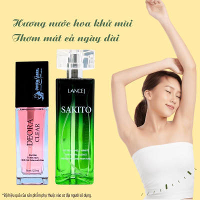 COMBO Xịt Khử Mùi DEORA CLEAR & SAKITO 50ml, Khử Mùi Hôi Nách, Ngăn Tiết Mồ Hôi, Không Ố Vàng Áo