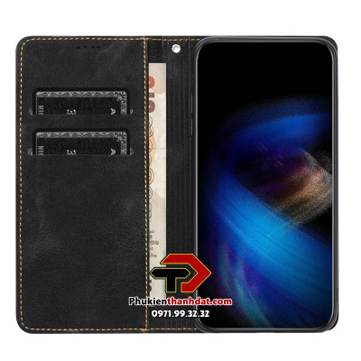 Bao da dạng ví  cho Samsung Galaxy S23 Ultra có 2 ngăn cài thẻ, ngăn đựng tiền tiện dụng - Hàng chính hãng