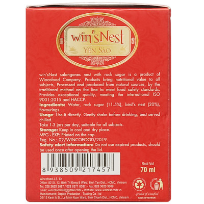 Thùng 72 lọ Yến sào win