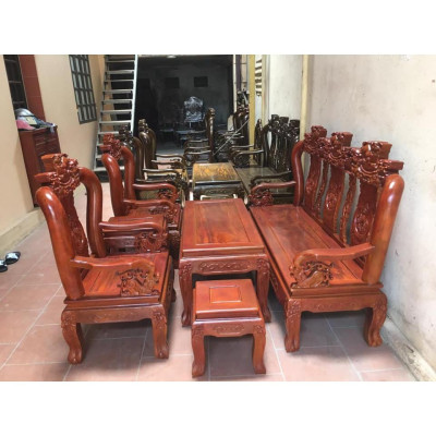 Bộ Bàn Ghế Tam Sư Nghê Ba Đầu Gỗ Xà Cừ