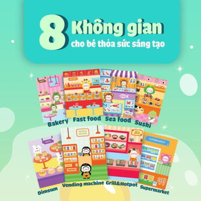 Sách Tương Tác Bóc Dán Sticker Cho Bé - Trò Chơi Đồ Hàng Phố Ẩm Thực (Hơn 200 Stickers) - Megabook
