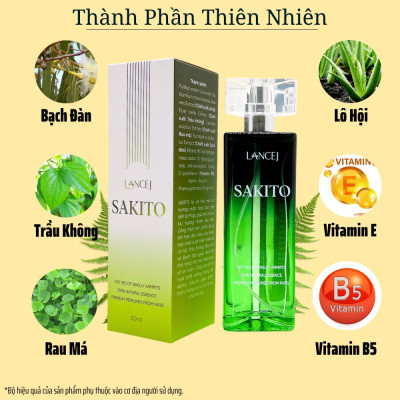 COMBO 6 Lọ Xịt Khử Mùi SAKITO LANCEJ 50ml, Sạch Vùng Nách, Ngăn Tiết Mồ Hôi, Không Ố Vàng Áo