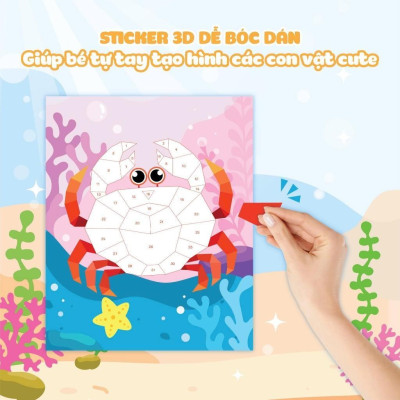 Sách - Ghép Hình Sticker 3D - Đại Dương - Combo 3 Cuốn - Sách Bóc Dán Ghép Hình Sáng Tạo Cho Bé - Megabook