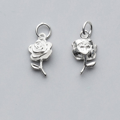 Combo 2 cái charm bạc mặt hoa hồng treo - Ngọc Quý Gemstones