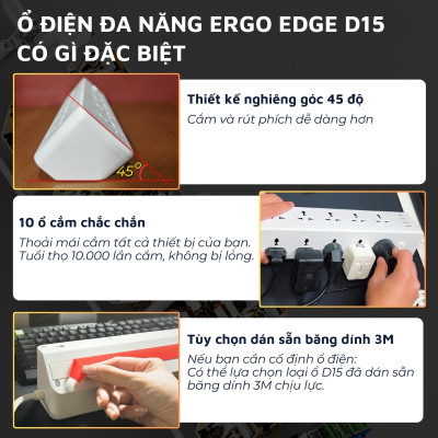Ổ cắm điện đa năng Ergo Edge DandiHome an toàn chống cháy chống giật, bảo hành 12 tháng