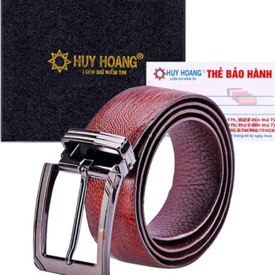 Thắt Lưng Nam Da Đà Điểu Trơn Đầu Kim Huy Hoàng HT4415 - Nâu Đỏ