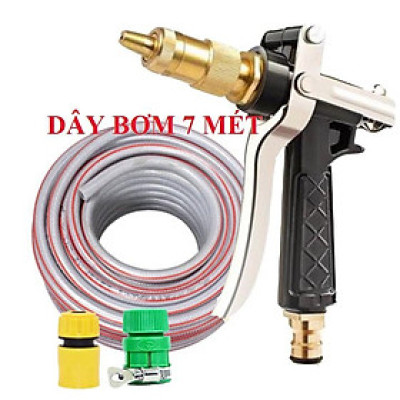 ️Evoucher Bộ dây vòi xịt nước rửa xe, tưới cây đa năng, tăng áp 3 lần, loại 7m, 10m 206236 đầu đồng, cút, + mở chai
