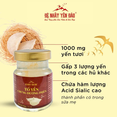 [TOP SALE] TỔ YẾN CHƯNG ĐƯỜNG PHÈN 100% Tổ Yến Thật (Hàm Lượng 30%) (6 Lọ X 70ML) - Đệ Nhất Yến Đảo - Tăng Sức Đề Kháng - Kích Thích Tiêu Hóa - An Thần - Bổ Phế - Long Đờm - Giảm Ho - Tăng Cường Trí Nhớ - Kéo Dài Thanh Xuân