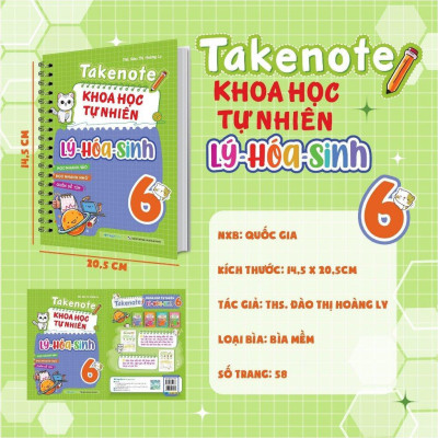 Sách - Takenote Khoa Học Tự Nhiên Lý - Hóa - Sinh Lớp 6 - Megabook