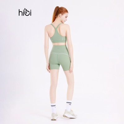 Quần đùi tập Yoga Gym Hibi Sports QS208 Kiểu phối viền trắng, lưng cao tôn dáng