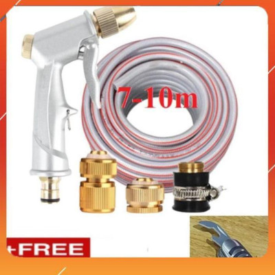 ️Evoucher Bộ dây vòi xịt nước rửa xe, tưới cây , tăng áp 3 lần, loại 7m,10m 206701 đầu đồng,cút đồng,+ mở chai