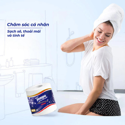 Lốc 10 Cuộn Giấy Vệ Sinh Tempo Prestige - Hoa Lê