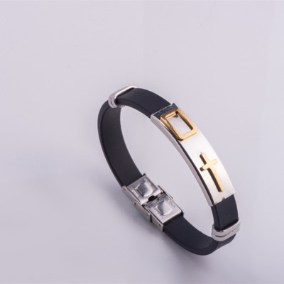 Vòng Tay Nam Dây Cao Su Và Thép Titan Không Rỉ Ko Dị Ứng TT 1045