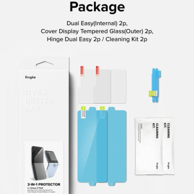 Combo 2 Bộ Miếng Dán Màn Hình RINGKE 3-in-1 Protector dành cho Samsung Galaxy Z Flip 6 (dán màn hình ngoài, màn trong, dán viền)_ Hàng chính hãng