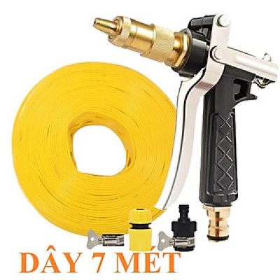 Bộ dây vòi xịt nước rửa xe, tưới cây . tăng áp 3 lần, loại 7m, 10m 206236 đầu đồng, đai, + tặng đai