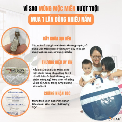 Màn Chụp , Mùng Chụp Cao Cấp Mộc Miên Đỉnh Vuông - Kích Thước 2,2mx2m ( Xanh Xám 3 Đường Kẻ )