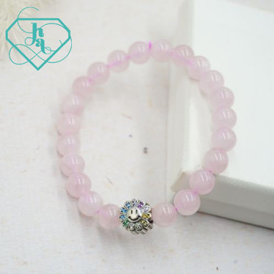 Vòng Tay Phong Thủy Thạch Anh Hồng, Đơn Giản, Cá Tính