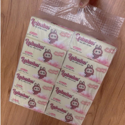 Combo 10 bịch giấy ăn Labubu  loại 1 - 300 tờ  - 4 lớp / 1 gói siêu mềm mại siêu dai ,  thiết kế nhỏ gọn , có thể mang theo  an toàn và tiện lợi
