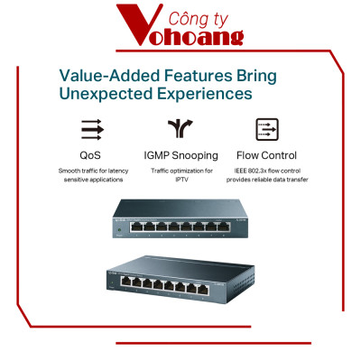 Bộ Chia Tín Hiệu Swich TP-Link SG108 Để Bàn 8 Cổng 10/100/1000Mbps - Hàng Chính Hãng