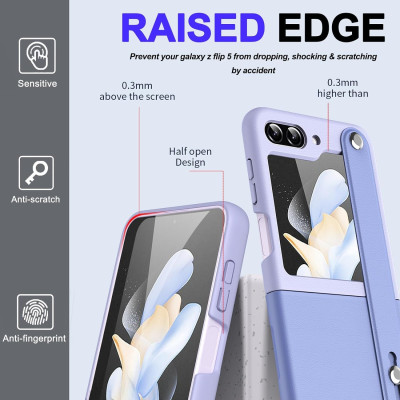 Ốp lưng đai đeo hand trap chống sốc cho Samsung Galaxy Z Flip 5 5G hiệu HOTCASE Wristband Stand Phone Case - chất liệu cao cấp, thiết kế thời trang sang trọng có đai đeo tay an toàn - Hàng nhập khẩu