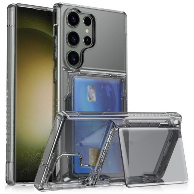 Ốp Lưng Cho Samsung Galaxy S25 Ultra / S25 Plus / S24 Ultra / S24 Plus / S23 Ultra Trong Suốt Chống Sốc Có Ngăn Để Thẻ Làm Giá Đỡ