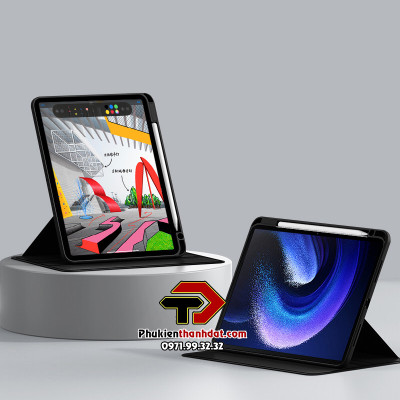 Bao da xoay 360 độ cho Xiaomi Pad 6 Pro, Xiaomi Pad 6 chống sốc, có ngăn đựng bút, 2 kiểu dựng hiệu GREENCAS  - Hàng chính hãng