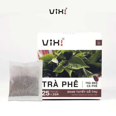 Trà phê túi lọc ViXi từ trà Shan Tuyết cổ thụ và cà phê Arabica hộp 50gr