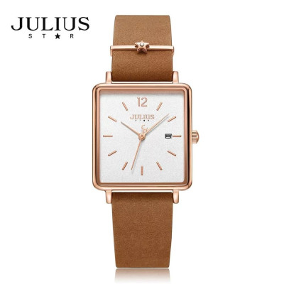  Đồng hồ nữ Julius Star JS-048 dây da mặt vuông