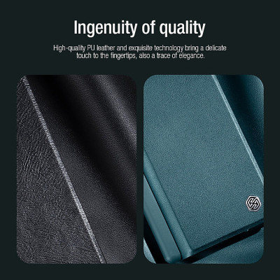 Case bao da chống sốc cho Samsung Galaxy Z Fold 4 trang bị nắp bảo vệ Camera và ngăn đựng S-Pen hiệu Nillkin Qin Pro (chất liệu da cao cấp, thiết kế thời trang cá tính) - Hàng nhập khẩu