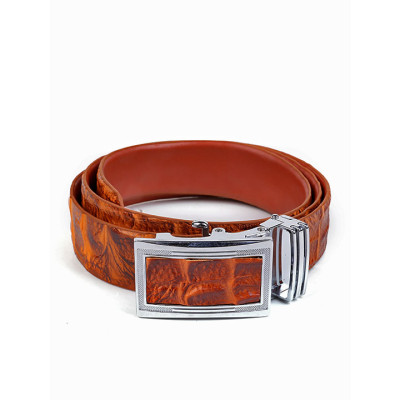 HJ4116 - Dây nịt nam da bò vân cá sấu Huy Hoàng màu vàng