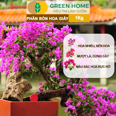 Phân Bón Hoa Giấy Greenhome, Minro, Bao 1kg, Hữu Cơ, Cứng Thân, Tạo Tán, Ra Bông Nhiều, Lâu Tàn