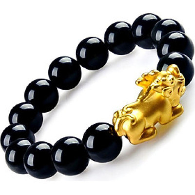 Vòng Tay Tỳ Hưu Đá Opal Đen Tự Nhiên 12mm