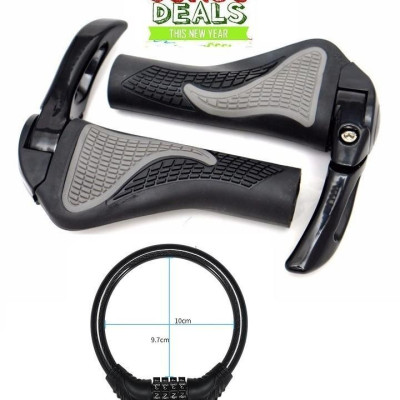 Bộ 2 Tay Nắm Sừng Trâu Xe Đạp Thể Thao Cao Cấp tặng Khóa xe đạp chống trộm 4 số đổi mã