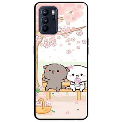 Ốp lưng dành cho Oppo Reno 6 - Reno 6 Z mẫu Cặp Đôi Mèo Hái Hoa