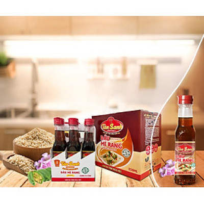 Thùng 12 chai Dầu Mè Rang Tân Sanh 250ml