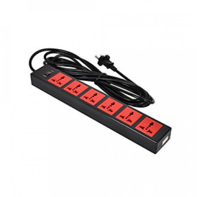 Ổ Cắm 6 Lỗ 3 Chấu Dây 5 Mét Điện Quang ĐQ ESK 5BR 63ECO - Đen Đỏ