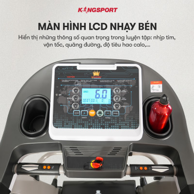 Máy chạy bộ KINGSPORT BK-8000 đa năng, thảm chạy rộng chống trơn, kèm đai massage và thanh gập bụng, cân nặng phù hợp từ dưới 75kg