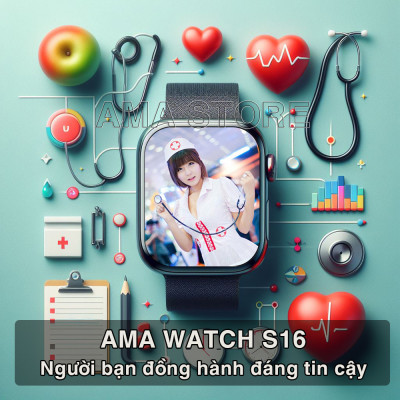 Đồng hồ gắn sim Thông minh Android Kết nối Wifi 4G Bluetooth có CHPlay camera xoay 180 mạng xã hội Za lo FB Tele xem phim giải tri choi game AMA Watch S16 Ram 2G bộ nhớ 32Gb Hàng chính hãng