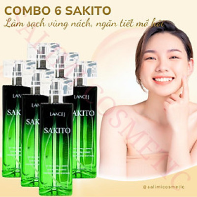 COMBO 6 Lọ Xịt Khử Mùi SAKITO LANCEJ 50ml, Sạch Vùng Nách, Ngăn Tiết Mồ Hôi, Không Ố Vàng Áo