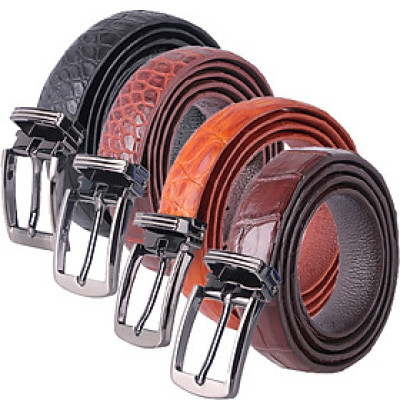 HJ5214-15-16-17 - Dây thắt lưng nữ da cá sấu Huy Hoàng nguyên con bụng 2,5P màu đen, nâu đỏ, vàng bò, nâu đất